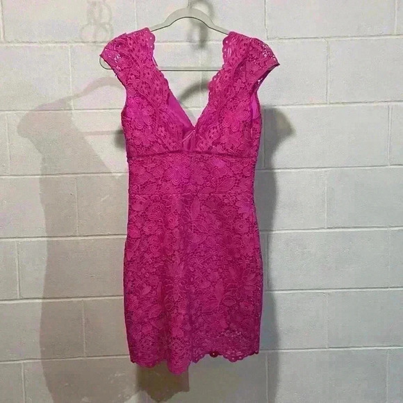 Generation Love Women's Julie Lace Dress Hot Pink Mini Sleeveless Cocktail Party - Picture 2 of 5
